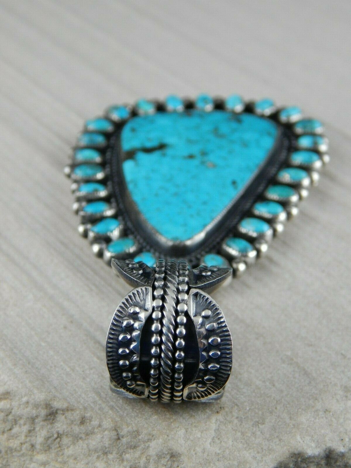 Navajo Turquoise and Sterling Silver Pendant - Myron Etsitty - High Lonesome Trading