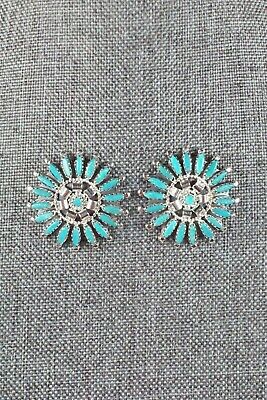 Navajo Turquoise and Sterling Silver Earrings - Nathaniel Nez