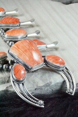 Spiny Oyster & Sterling Silver Squash Blossom Set - Raymond Delgarito