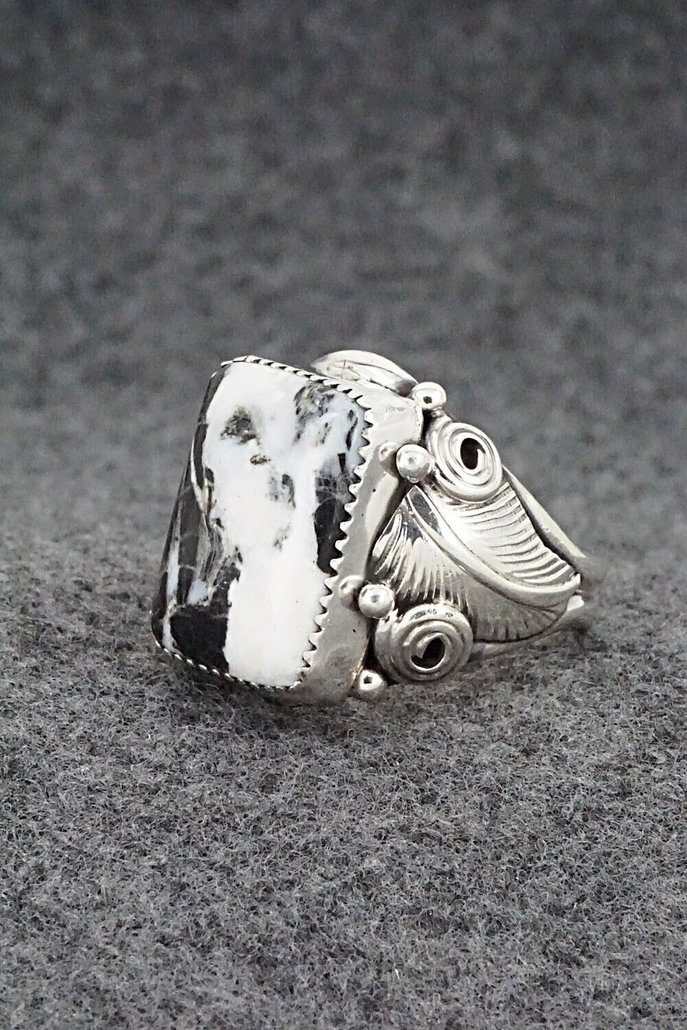 White Buffalo & Sterling Silver Ring - Darrell Morgan - Size 11