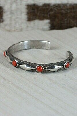 Navajo Coral and Sterling Silver Bracelet - Ernest Rangel - High Lonesome Trading