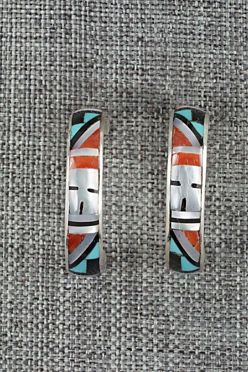 Multi Stone Inlay & Sterling Silver Earrings - Delberta Boone
