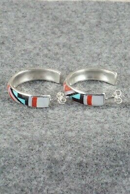 Multi Stone Inlay & Sterling Silver Earrings - Delberta Boone