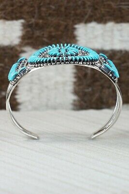 Zuni Turquoise & Sterling Silver Bracelet - Edmund Cooeyate