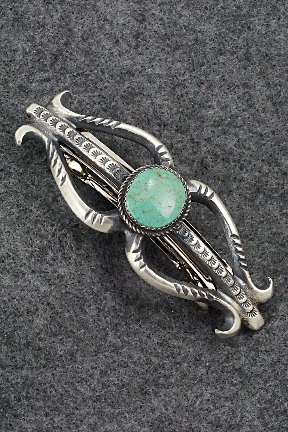 Turquoise & Sterling Silver Hair Barrette - Martha Cayatineto