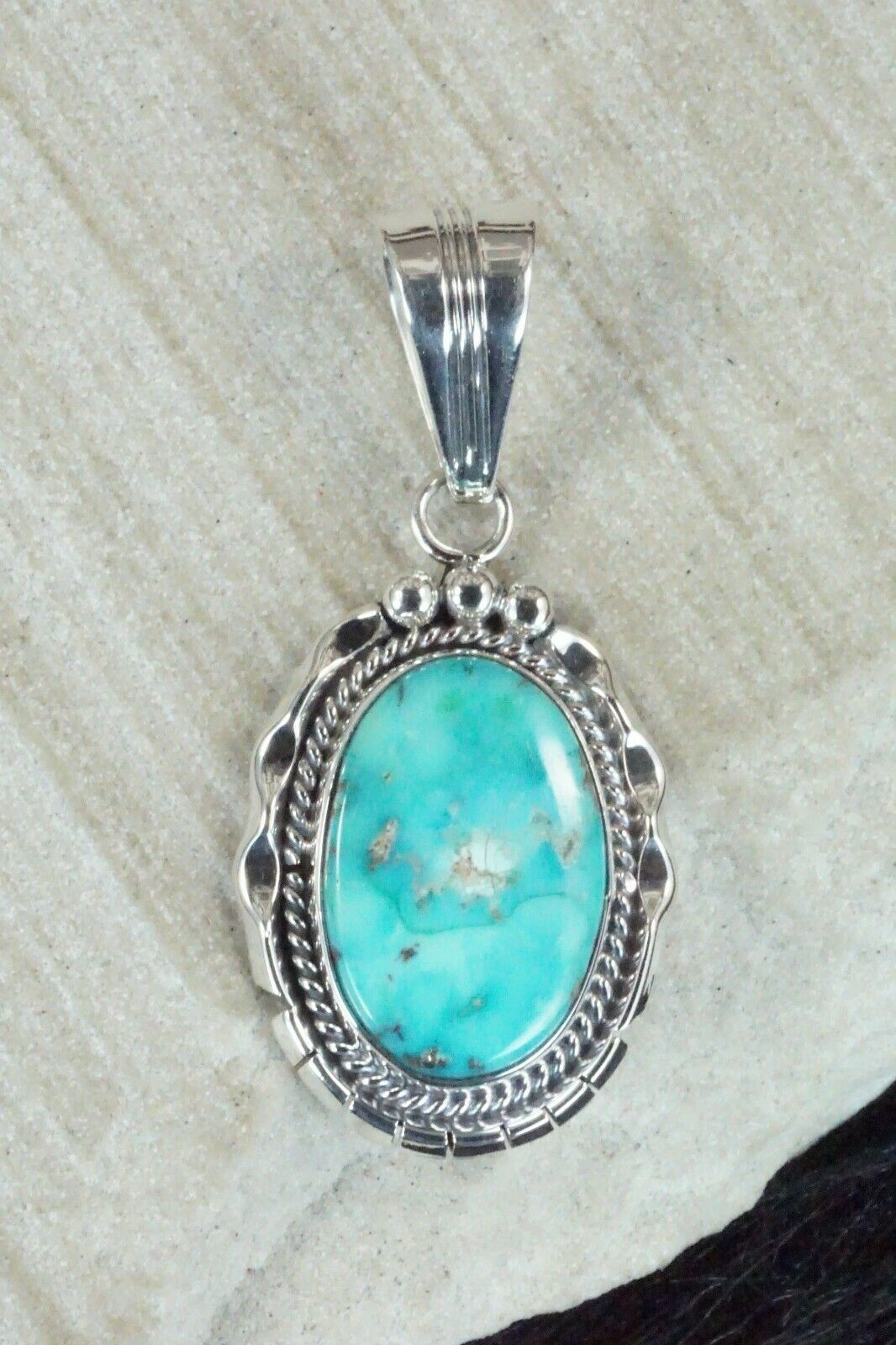 Turquoise and Sterling Silver Pendant - Samuel Yellowhair