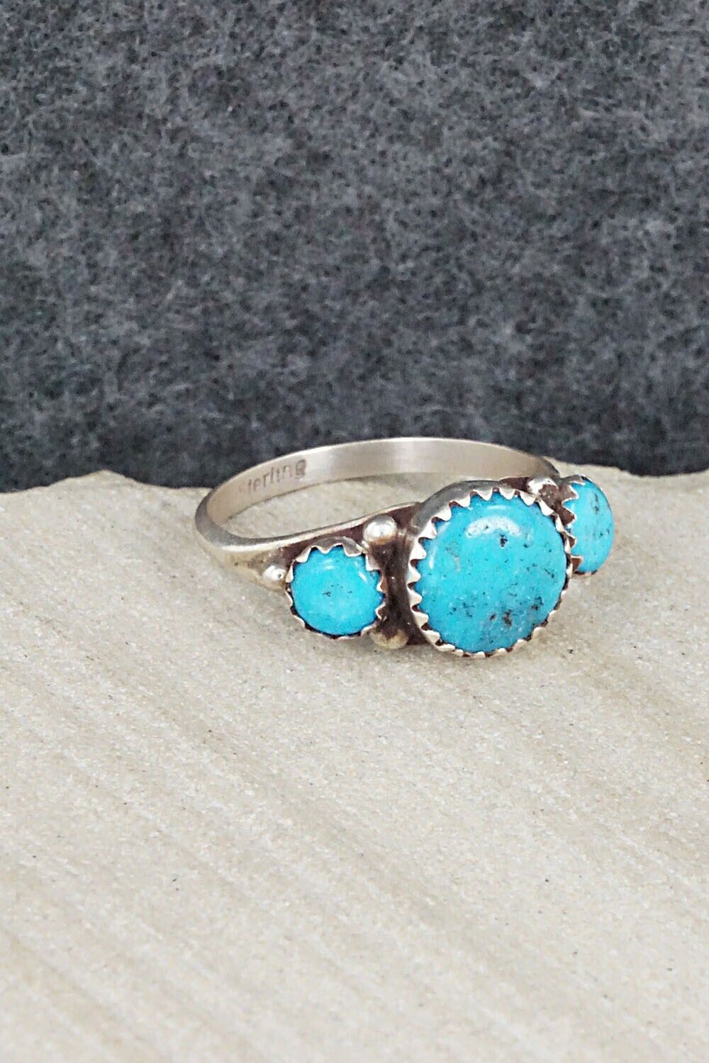 Turquoise & Sterling Silver Ring - Freda Martinez - Size 8
