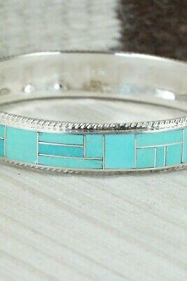 Turquoise & Sterling Silver Bangle Bracelet - Ricky Booqua - High Lonesome Trading