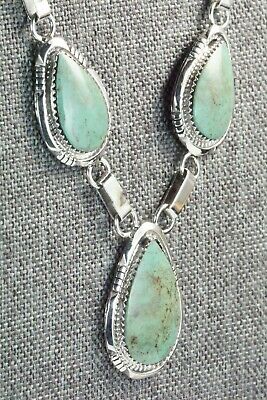 Turquoise & Sterling Silver Necklace and Earrings Set - Tom Lewis