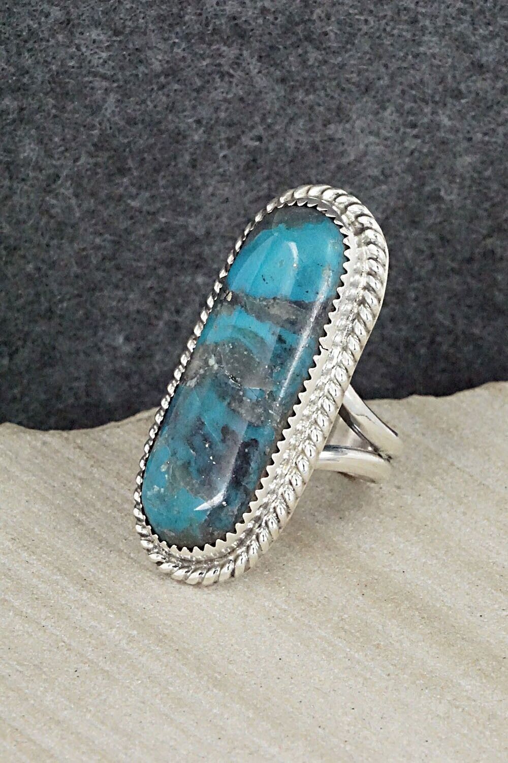 Turquoise & Sterling Silver Ring - Leslie Nez - Size 9