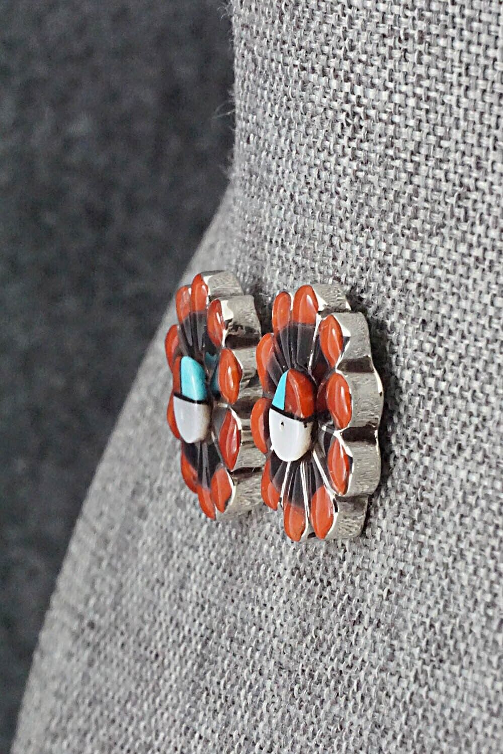 Multi Stone Inlay & Sterling Silver Earrings - Romero Vacit