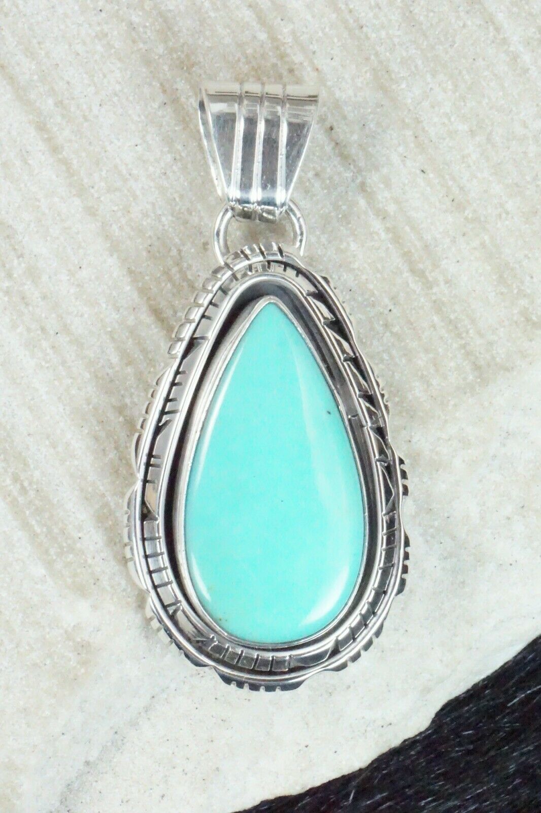 Turquoise & Sterling Silver Pendant - Samuel Yellowhair