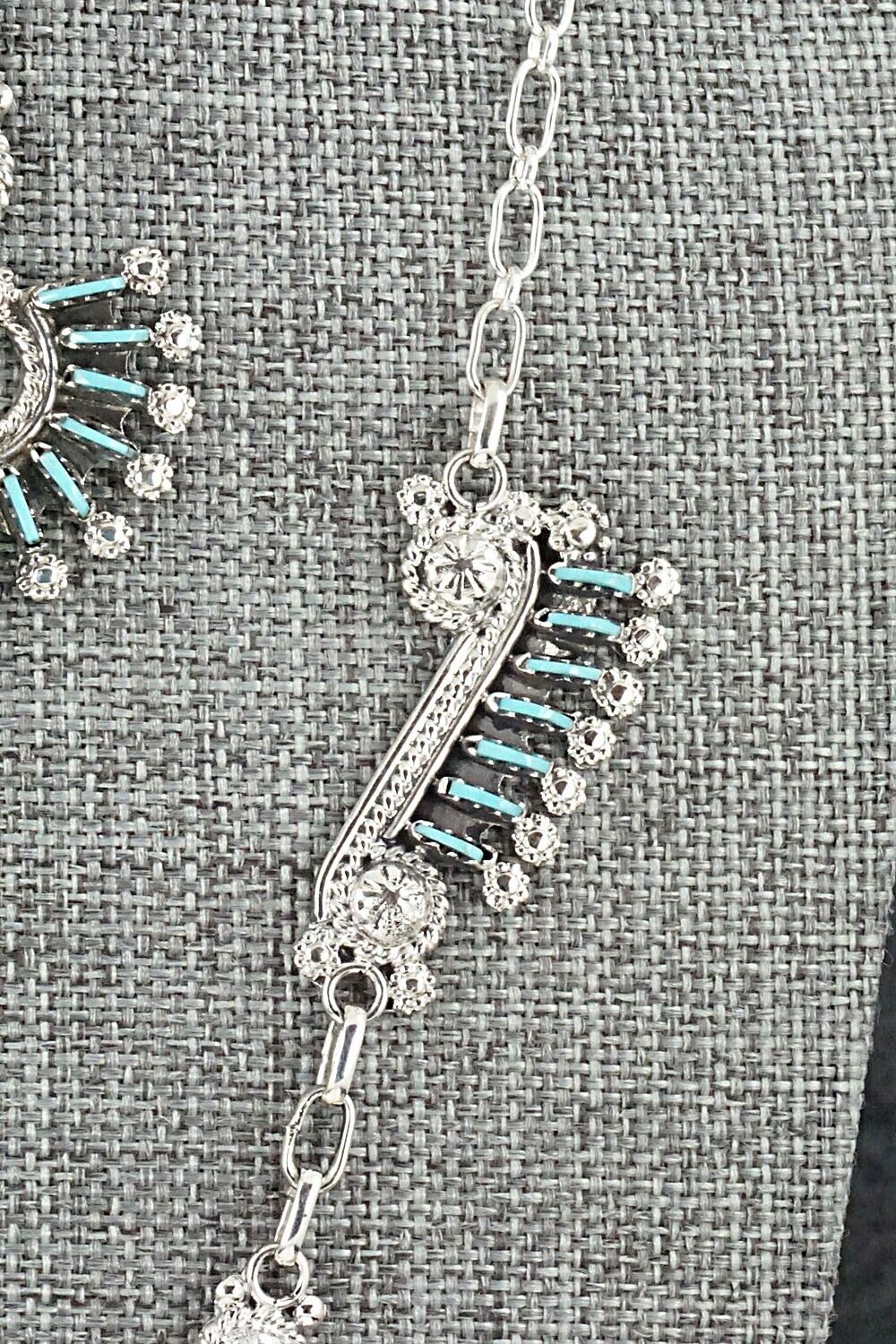 Turquoise & Sterling Silver Necklace Set - Kevin Leekity
