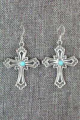Turquoise & Sterling Silver Cross Earrings - Louise Joe