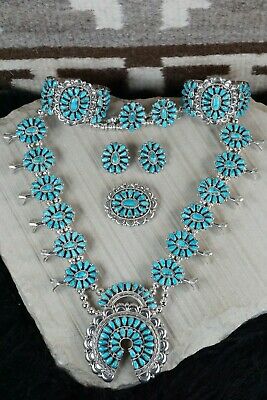 Turquoise & Sterling Silver Squash Blossom Set - Eunise Wilson