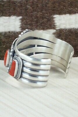Turquoise, Coral and Sterling Silver Bracelet - Tom Lewis