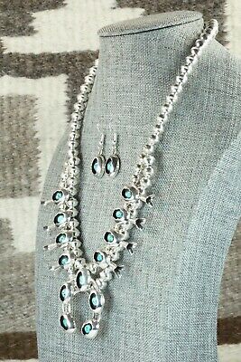 Turquoise & Sterling Silver Squash Blossom and Earrings - Phil Garcia