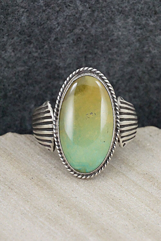 Turquoise & Sterling Silver Ring - Bobby Platero - Size 12.75