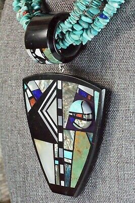 Turquoise, Multi Stone Pendant & Sterling Silver Necklace - Chris Nieto