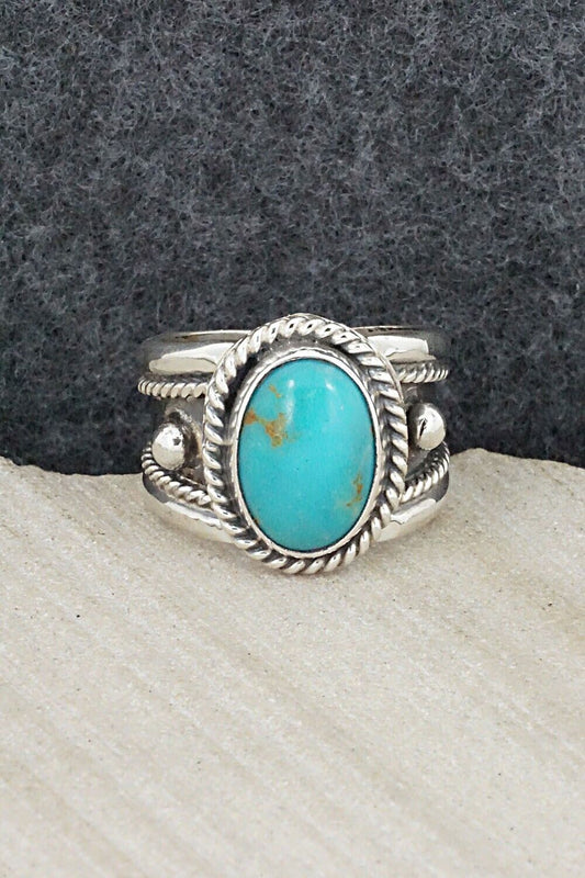 Turquoise & Sterling Silver Ring - Thomas Yazzie - Size 7.5
