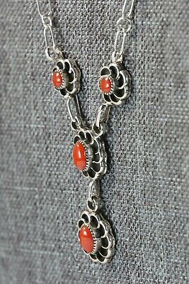 Coral & Sterling Silver Floral Necklace - Sadie Jim