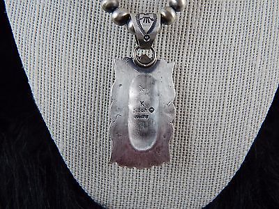 Navajo Sterling Silver Necklace w/ Sterling Silver & Turquoise Pendant - Kevin Billah - High Lonesome Trading