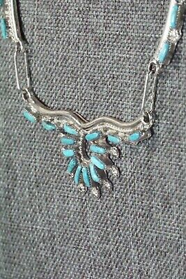 Turquoise and Sterling Silver Necklace and Earrings Set - Veronica Yawakia