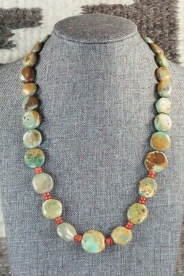 Turquoise, Coral & Sterling Silver Necklace - Navajo