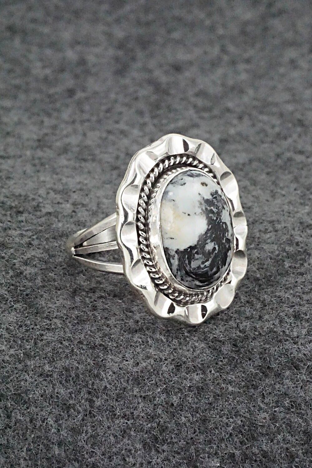 White Buffalo & Sterling Silver Ring - Samuel Yellowhair - Size 7.75