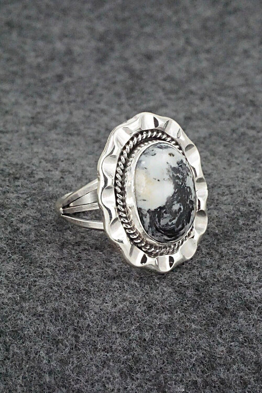 White Buffalo & Sterling Silver Ring - Samuel Yellowhair - Size 7.75