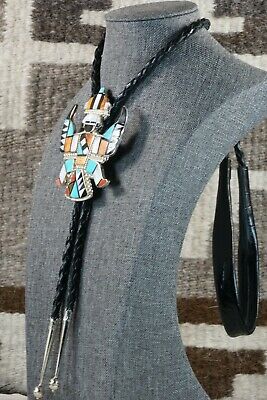 Zuni Inlay Dancer & Sterling Silver Bolo Tie - Marisa Selecion