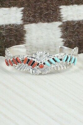 Coral, Turquoise & Sterling Silver Bracelet - Murray Hannaweeka