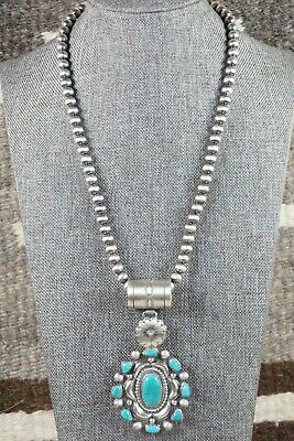 Turquoise Pendant & Sterling Silver Necklace - Tom Lewis