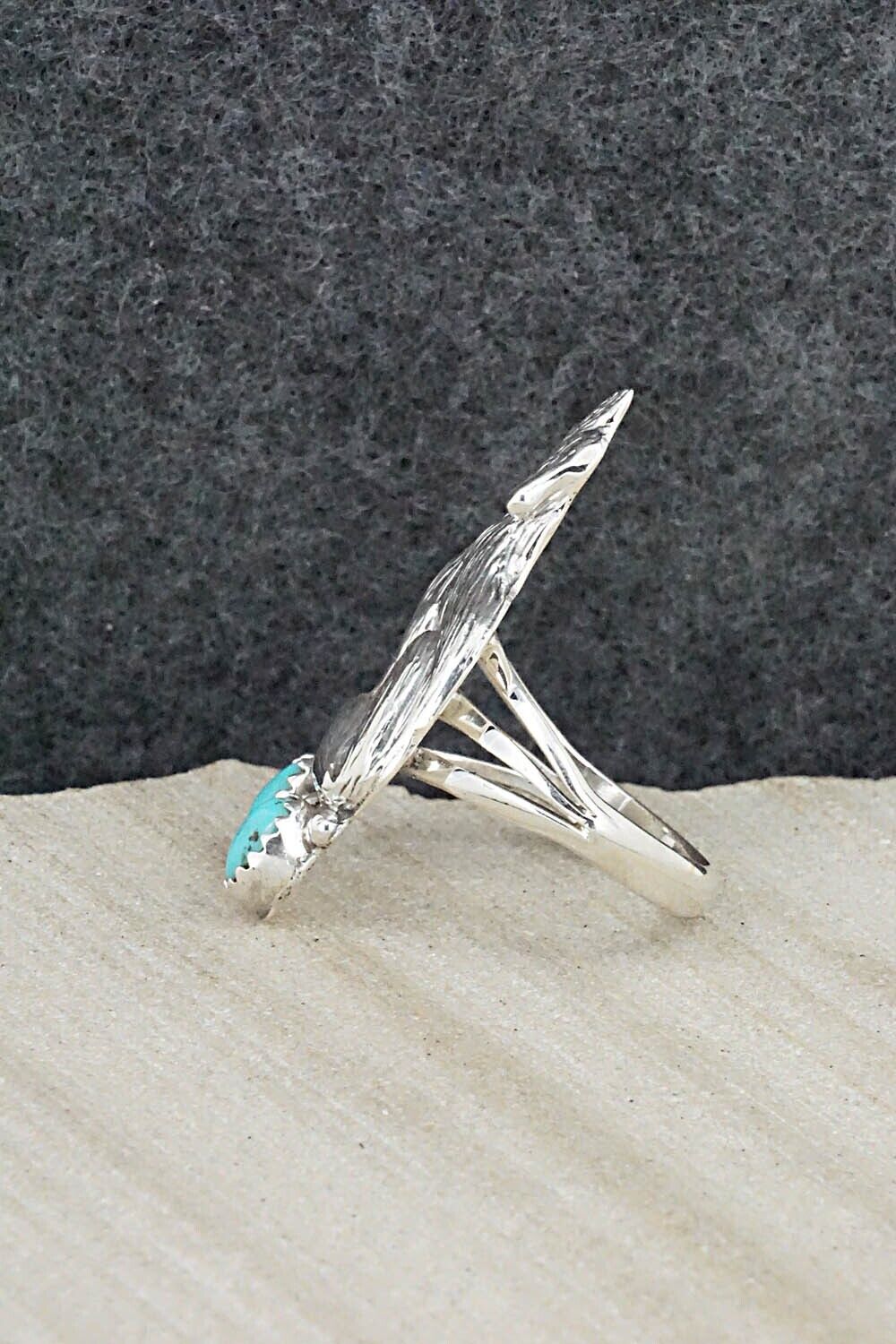 Turquoise & Sterling Silver Ring - Samuel Yellowhair - Size 6.5
