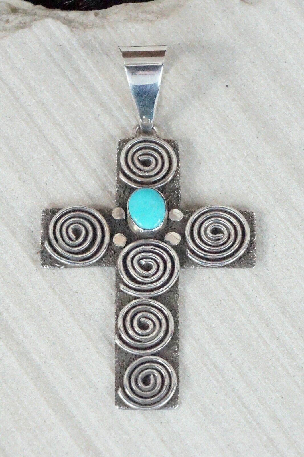 Turquoise & Sterling Silver Cross Pendant - Alex Sanchez - Navajo