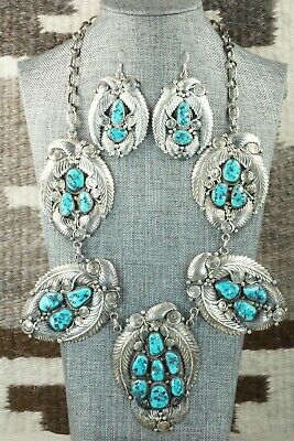 Turquoise & Sterling Silver Necklace and Earrings - Nora Tsosie