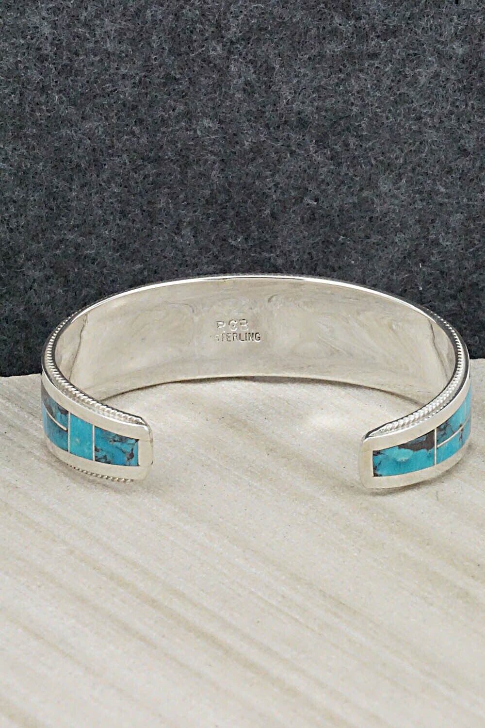 Turquoise & Sterling Silver Inlay Bracelet - Rickel Booqua