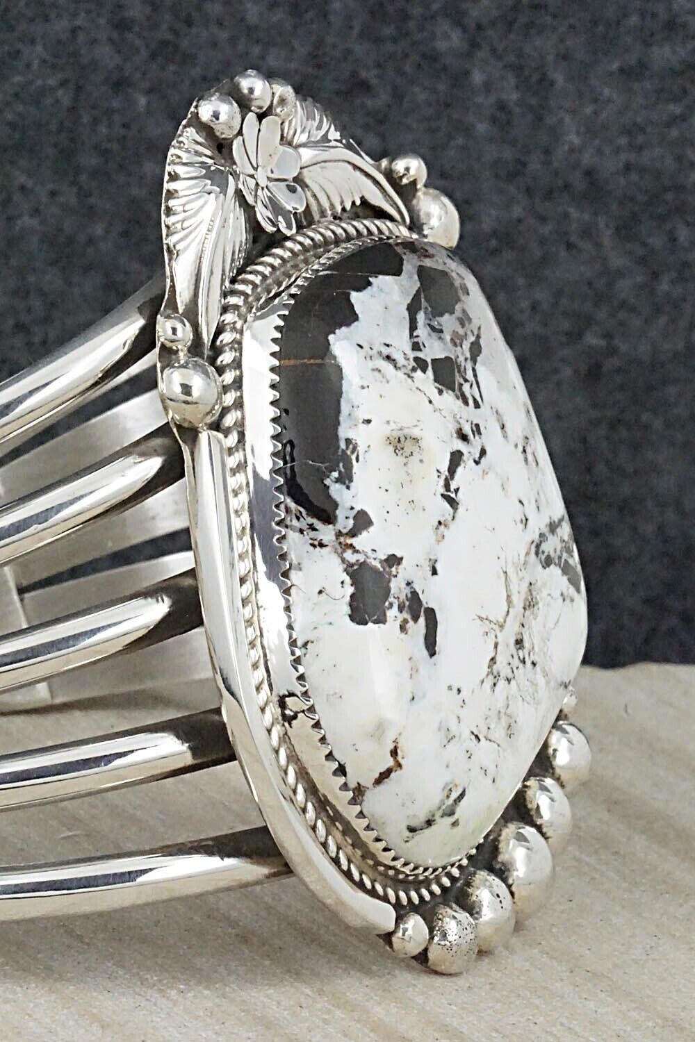 White Buffalo & Sterling Silver Bracelet - Ray Nez