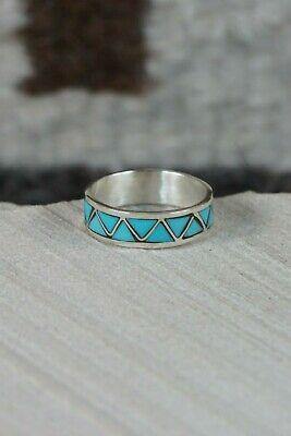 Zuni Turquoise and Sterling Silver Ring - Tina Haloo - Size 8 - High Lonesome Trading