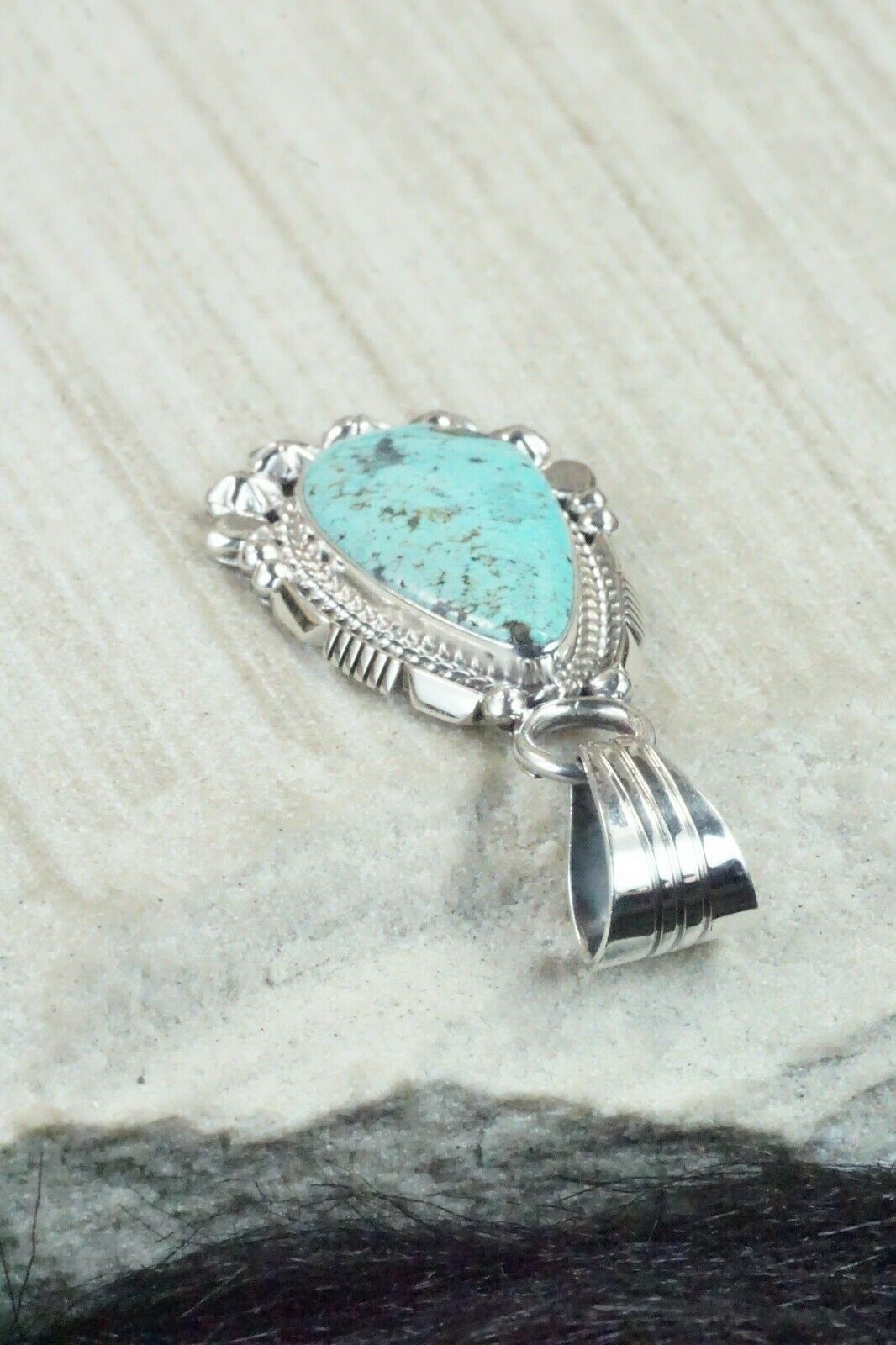 Turquoise and Sterling Silver Pendant - Bobby Platero - High Lonesome Trading