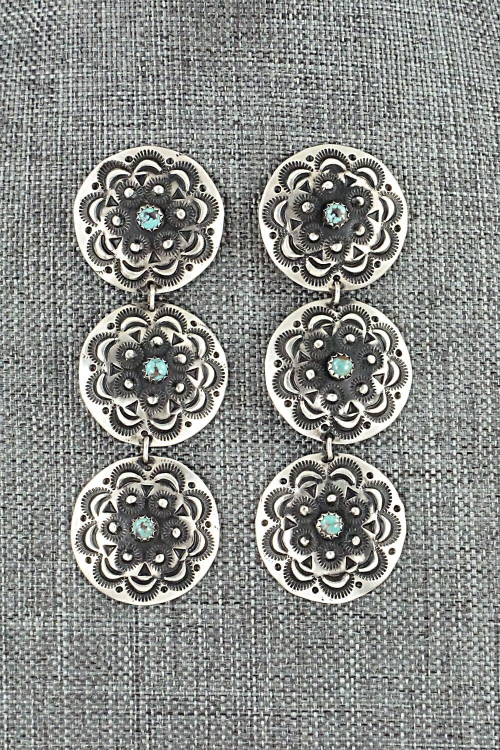 Turquoise & Sterling Silver Earrings - Leander Tahe