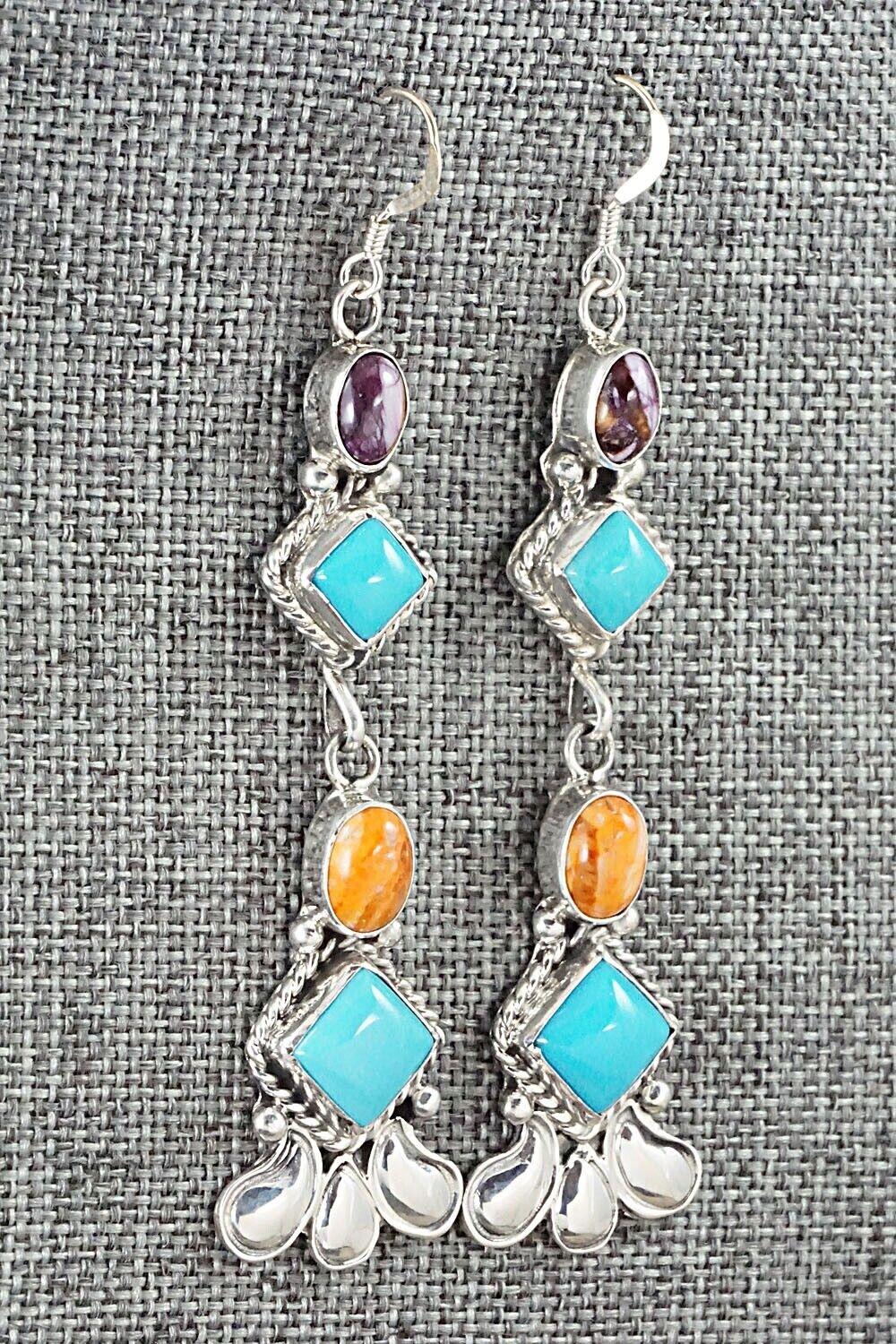 Turquoise, Spiny Oyster & Sterling Silver Earrings - Sharon McCarthy