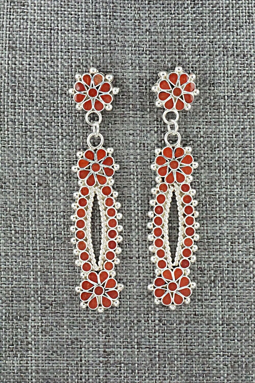 Coral & Sterling Silver Earrings - Michelle Peina