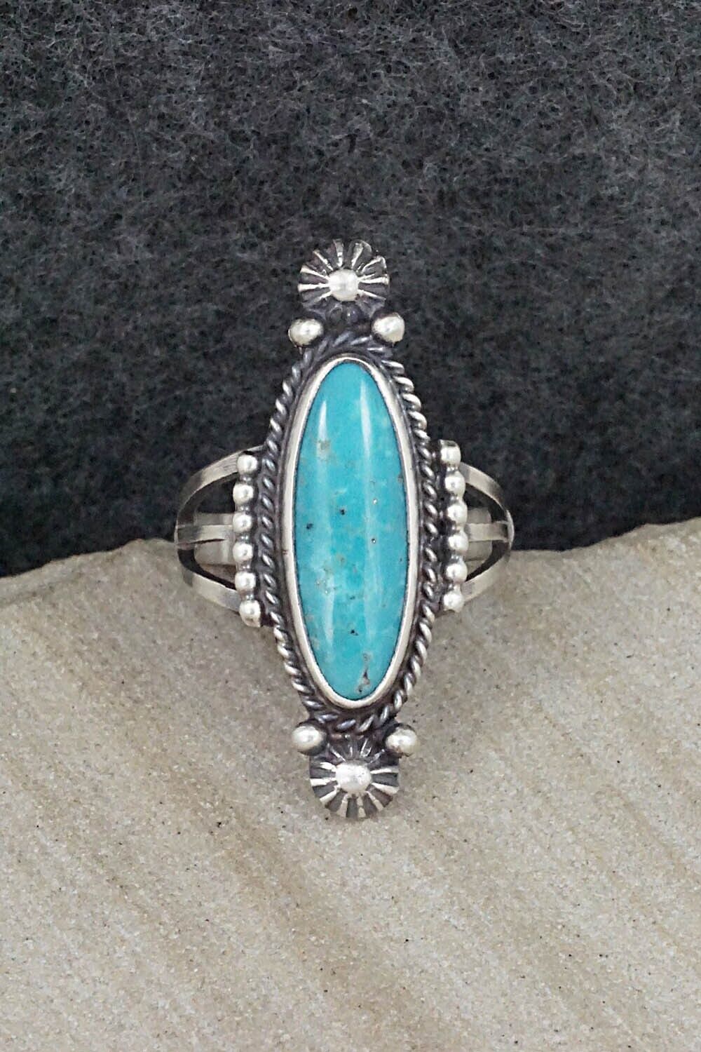 Turquoise & Sterling Silver Ring - Samuel Yellowhair - Size 6.75