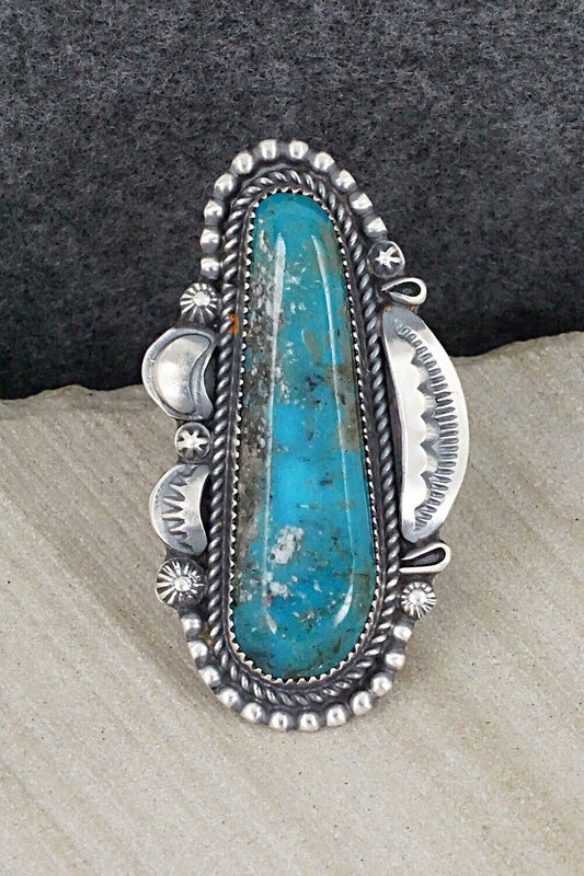 Turquoise & Sterling Silver Ring - Leslie Nez - Size 10.25