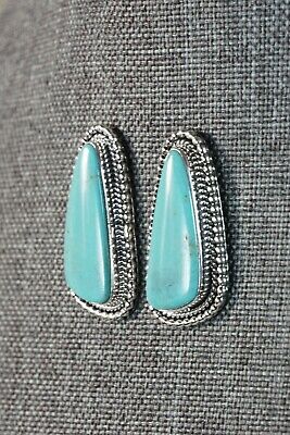 Navajo Turquoise and Sterling Silver Earrings - Annissa Martinez - High Lonesome Trading