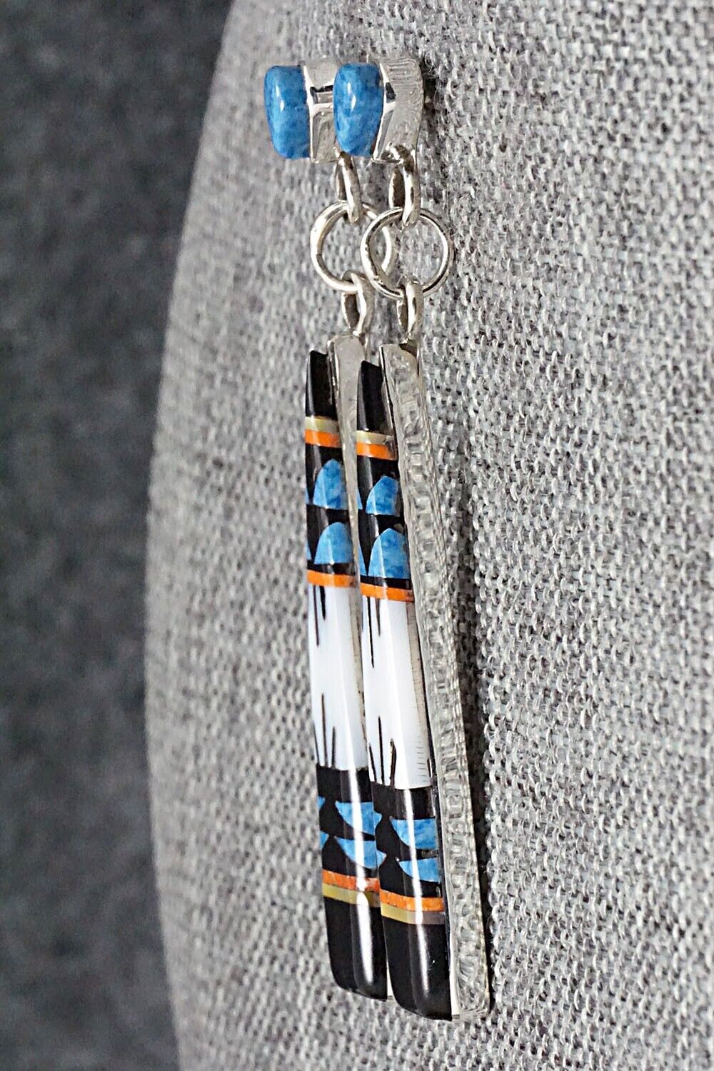 Multi Stone Inlay & Sterling Silver Earrings - Fernando Lemintino
