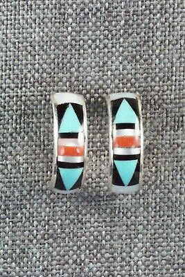 Multi Stone Inlay & Sterling Silver Earrings - Delberta Boone