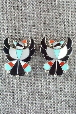 Multi Stone Inlay & Sterling Silver Earrings - Breon Wallace