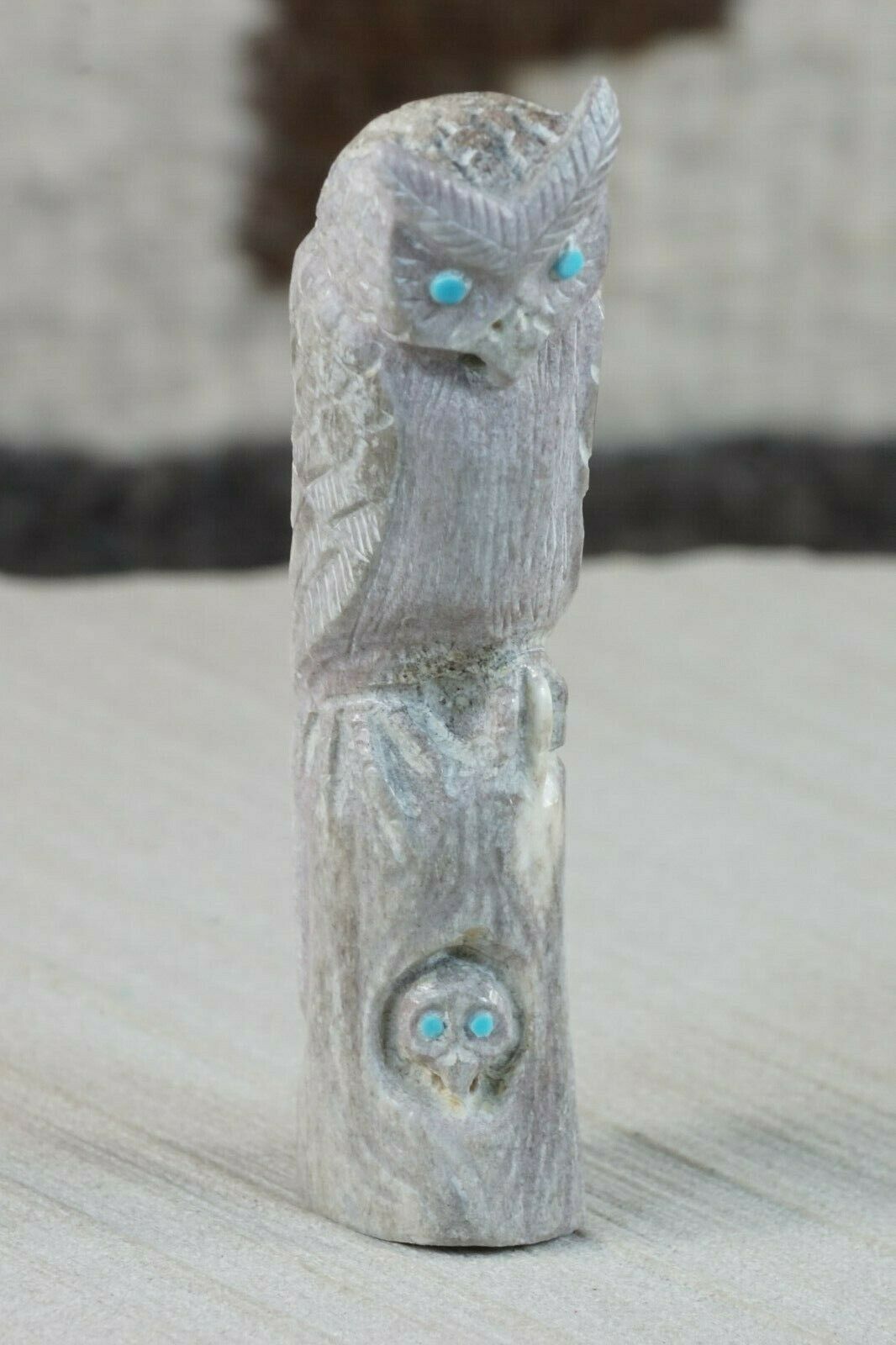 Owl Zuni Fetish Carving - Derrick Kaamasee - High Lonesome Trading